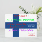 Uitnodiging voor baby shower met Finse vlag (Staand voorkant)