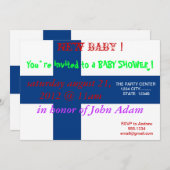 Uitnodiging voor baby shower met Finse vlag (Voorkant / Achterkant)