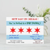 Uitnodiging voor baby shower met Flag of Chicago (Staand voorkant)