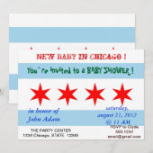 Uitnodiging voor baby shower met Flag of Chicago (Voorkant / Achterkant)