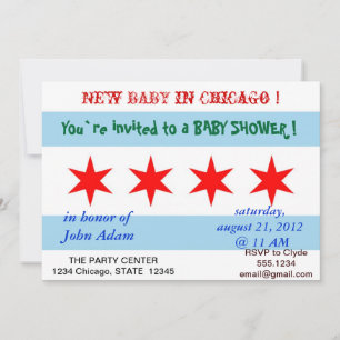 Uitnodiging voor baby shower met Flag of Chicago