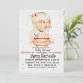 uitnodiging voor baby shower met heteluchtballon (Staand voorkant)