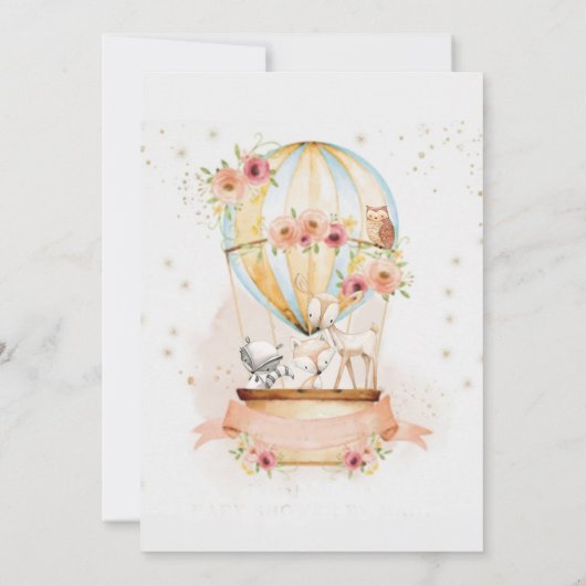 uitnodiging voor baby shower met heteluchtballon (Achterkant)