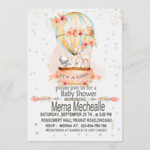 uitnodiging voor baby shower met heteluchtballon