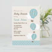 Uitnodiging voor Baby shower met heteluchtballon ( (Staand voorkant)
