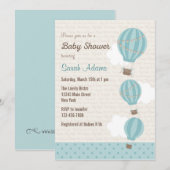 Uitnodiging voor Baby shower met heteluchtballon ( (Voorkant / Achterkant)