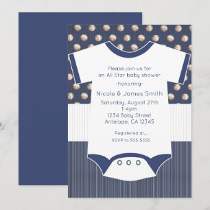 Uitnodiging voor baby shower met honkbal thema