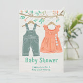 Uitnodiging voor Baby shower met kleurpotlood (Staand voorkant)