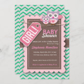 Uitnodiging voor baby shower met kleurrijke uil (Voorkant / Achterkant)