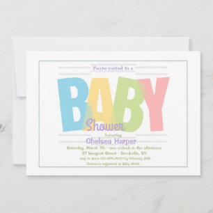 Uitnodiging voor baby shower met letters