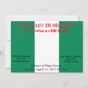 Uitnodiging voor baby shower met Nigeriaanse vlag