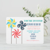 Uitnodiging voor Baby shower met Pinwheel-thema (Staand voorkant)