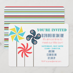 Uitnodiging voor Baby shower met Pinwheel-thema
