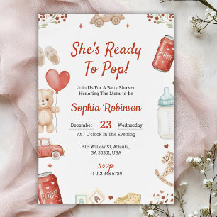 Uitnodiging voor baby shower met speelse teddybeer