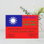 Uitnodiging voor baby shower met Taiwanese vlag (Staand voorkant)