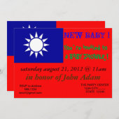 Uitnodiging voor baby shower met Taiwanese vlag (Voorkant / Achterkant)
