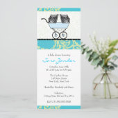 Uitnodiging voor Baby shower met twee stralen - Ba (Staand voorkant)