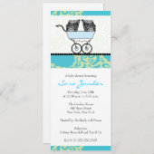 Uitnodiging voor Baby shower met twee stralen - Ba (Voorkant / Achterkant)