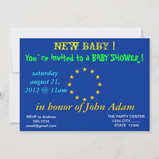 Uitnodiging voor baby shower met vlag van de Europ (Voorkant)