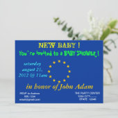 Uitnodiging voor baby shower met vlag van de Europ (Staand voorkant)