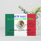 Uitnodiging voor baby shower met vlag van Mexico (Staand voorkant)