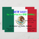 Uitnodiging voor baby shower met vlag van Mexico (Voorkant / Achterkant)
