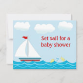 Uitnodiging voor Baby shower met zeilboot (Voorkant)
