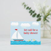 Uitnodiging voor Baby shower met zeilboot (Staand voorkant)
