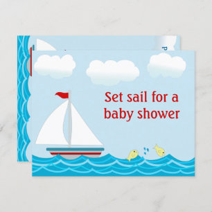 Uitnodiging voor Baby shower met zeilboot