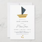 Uitnodiging voor Baby shower met zeilboot (Voorkant)