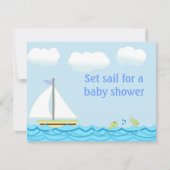 Uitnodiging voor Baby shower met zeilboot (Voorkant)