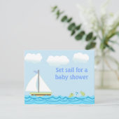 Uitnodiging voor Baby shower met zeilboot (Staand voorkant)