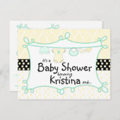 Uitnodiging voor baby shower - Onbekend geslacht (Voorkant / Achterkant)