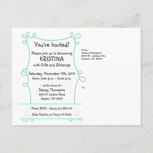 Uitnodiging voor baby shower - Onbekend geslacht (Achterkant)