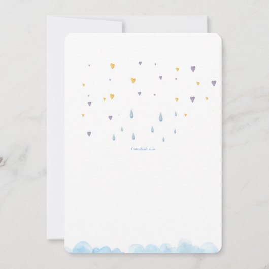 Uitnodiging voor baby shower onder de paraplu (Achterkant)