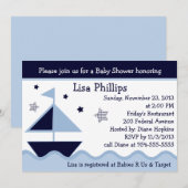 Uitnodiging voor Baby shower op zee/zeilboot/zeema (Voorkant / Achterkant)