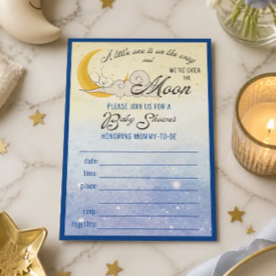 Uitnodiging voor baby shower 'Over de Maan' om in