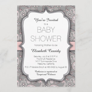 uitnodiging voor Baby shower Paisley Pink