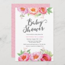 uitnodiging voor baby shower | Peony waterverf