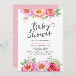 uitnodiging voor baby shower | Peony waterverf