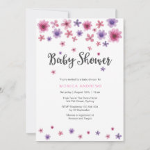 uitnodiging voor baby shower | Roze waterverf flor