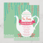 Uitnodiging voor baby shower. Tea Party uitnodigin (Voorkant / Achterkant)