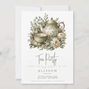 Uitnodiging voor baby shower theepartij