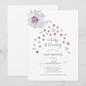 Uitnodiging voor baby shower theepartij (Voorkant / Achterkant)