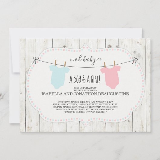 Uitnodiging voor Baby shower uit te zenden voor tw (Voorkant)