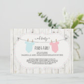 Uitnodiging voor Baby shower uit te zenden voor tw (Staand voorkant)