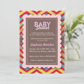 Uitnodiging voor baby shower van aangepaste kleurr (Staand voorkant)
