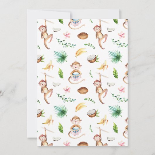 Uitnodiging voor Baby shower van apen (Achterkant)