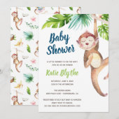 Uitnodiging voor Baby shower van apen (Voorkant / Achterkant)