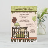 Uitnodiging voor Baby shower van apen (Staand voorkant)